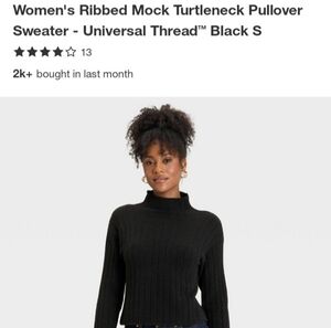 Universal Thread Women's Black Ribbed Mock Turtleneck Sweater